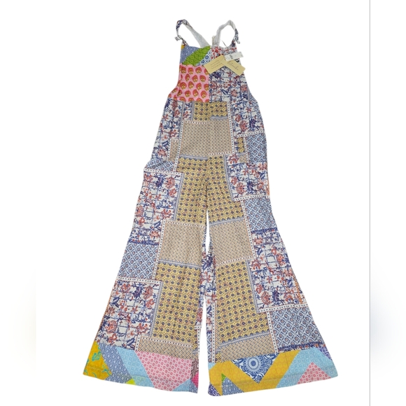 Anthropologie Let Me Be Patchwork Printed Jumpsuit in Multicolor Overalls Size M - Picture 2 of 8